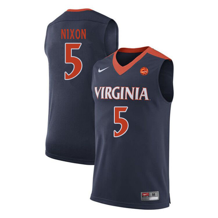 Men #5 Jayden Nixon Virginia Cavaliers College Basketball Jerseys Sale-Navy